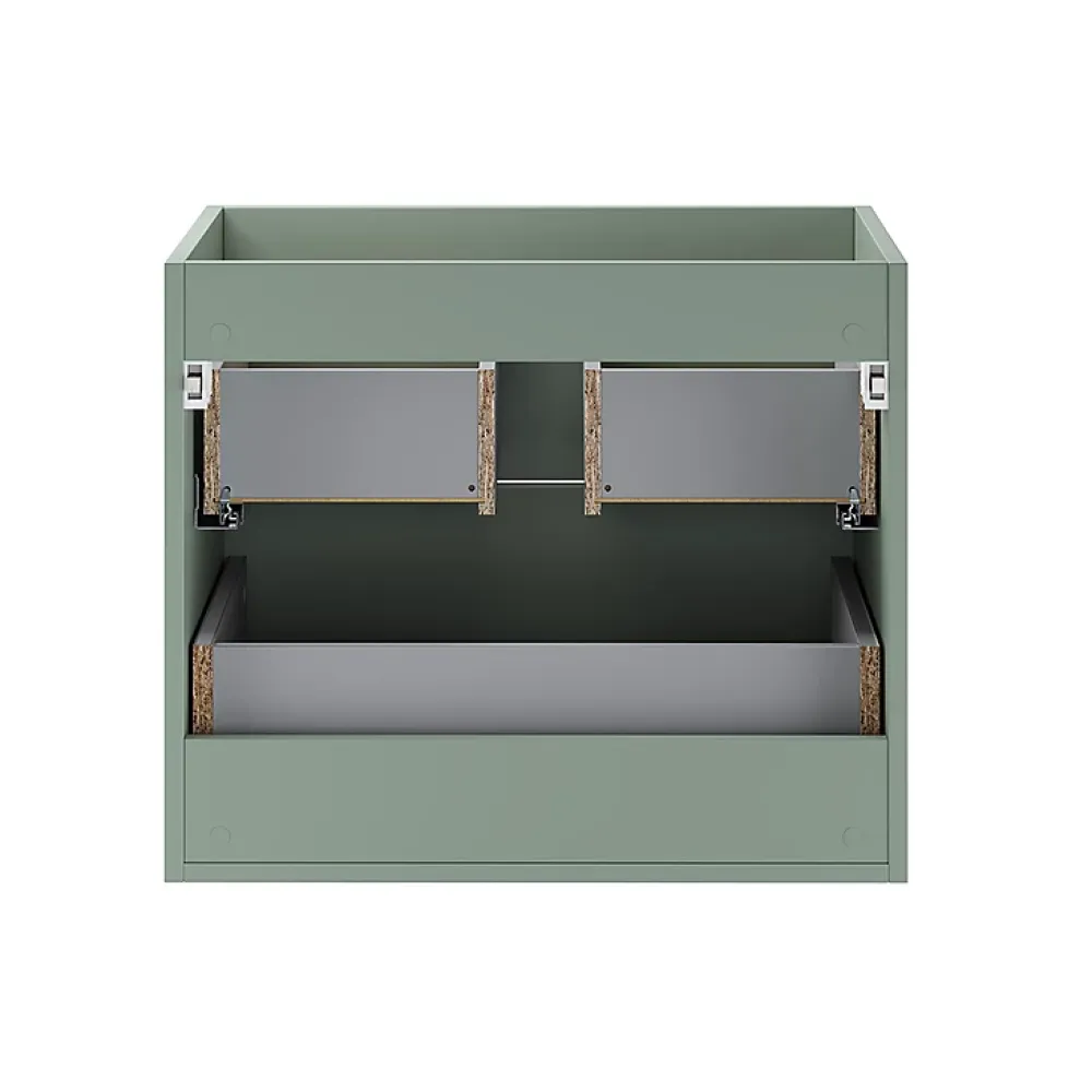 Ensemble Meuble De Salle De Bains|Petits-Meubles Ensemble meuble simple vasque 100cm niches arrondies et colonne Oria Vert mat