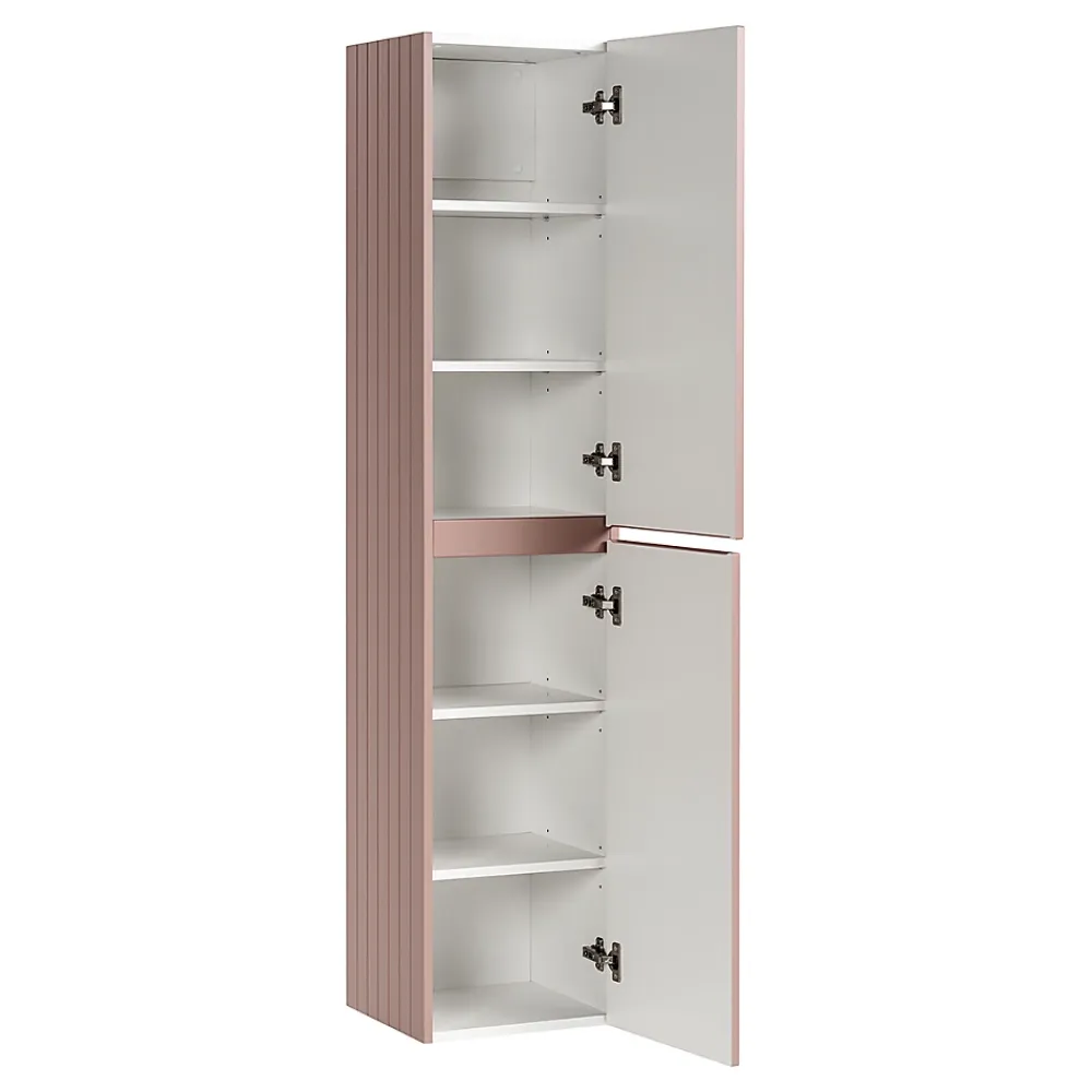 Ensemble Meuble De Salle De Bains|Petits-Meubles Ensemble meuble simple vasque encastree 80cm et colonne Zelie Rose