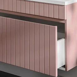 Ensemble Meuble De Salle De Bains|Petits-Meubles Ensemble meuble simple vasque encastree 80cm et colonne Zelie Rose