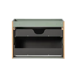 Ensemble Meuble De Salle De Bains|Petits-Meubles Ensemble meuble simple vasque 100cm 2 tiroirs 2 niches et colonne Jade Vert et Bois