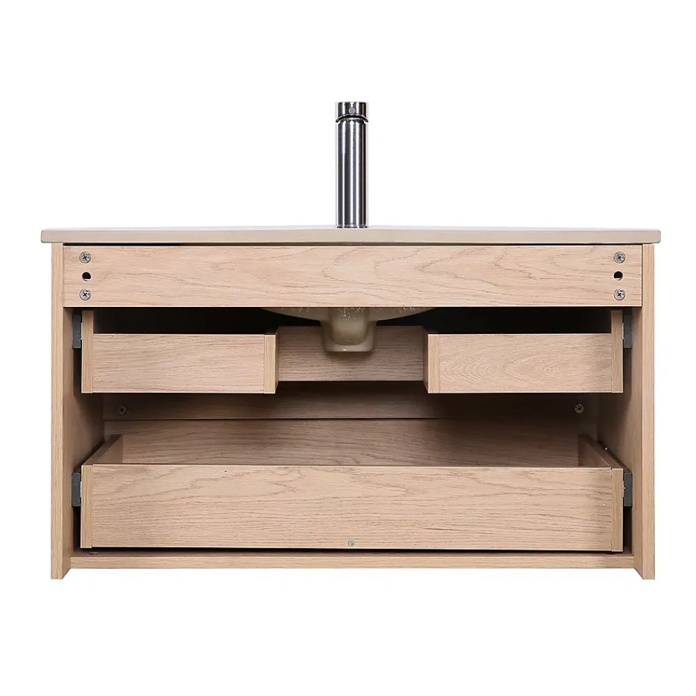 Mob-In Ensemble meuble simple vasque SORRENTO 80cm avec plan céramique, robinet, miroir et colonne