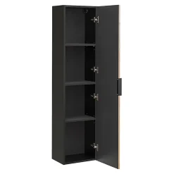 Ensemble Meuble De Salle De Bains|Petits-Meubles Ensemble meuble simple vasque 100cm miroir LED et colonne Gaia Bois et Noir - Vasque Noir