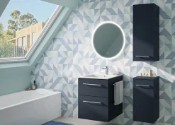 Geberit Ensemble meuble sous vasque l.55 cm bleu + vasque céramique Selva