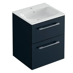 Geberit Ensemble meuble sous vasque l.55 cm bleu + vasque céramique Selva
