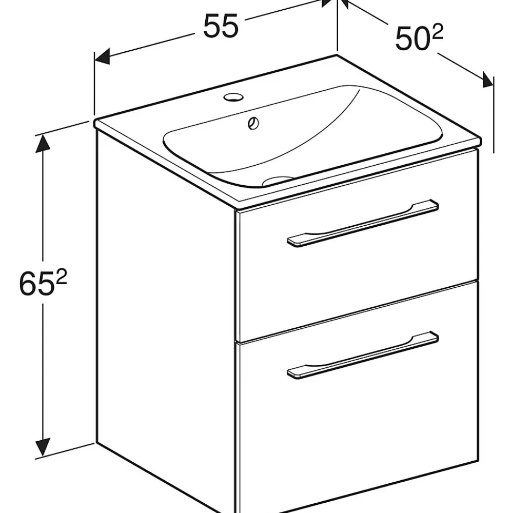 Geberit Ensemble meuble sous vasque l.55 cm bleu + vasque céramique Selva