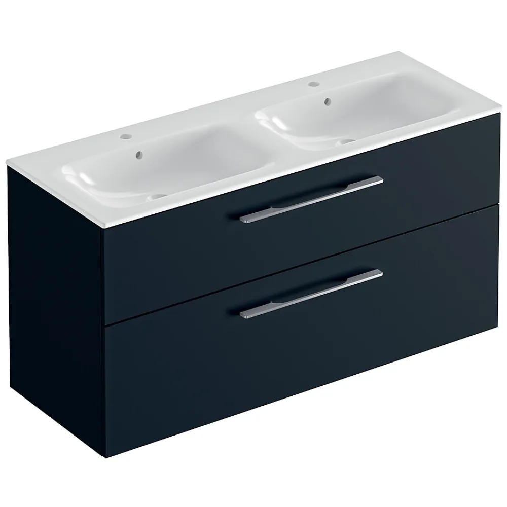 Geberit Ensemble meuble sous vasque l.130 cm bleu + vasque céramique Selva