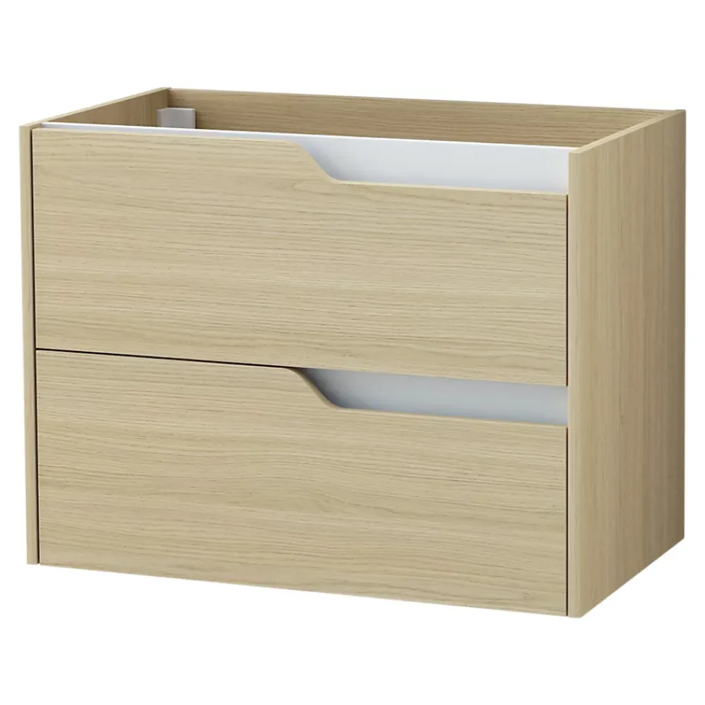 Ensemble Meuble De Salle De Bains|Meuble Vasque| Ensemble meuble sous-vasque 2 tiroirs l. 80 cm + plan vasque + miroir, décor bois, Tolima