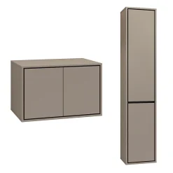 Meuble Sous-Vasque|Petits-Meubles Ensemble meuble sous-vasque 80 cm et colonne Sophea Taupe