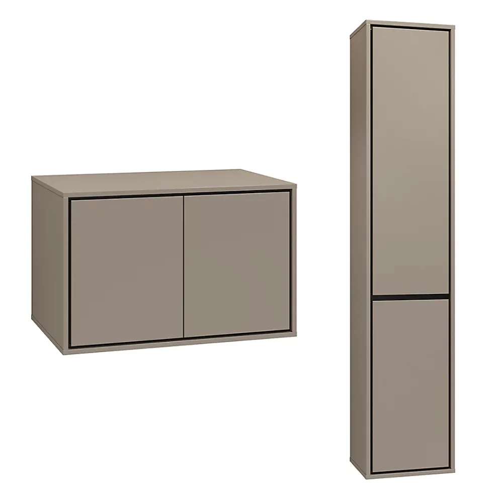 Meuble Sous-Vasque|Petits-Meubles Ensemble meuble sous-vasque 80 cm et colonne Sophea Taupe
