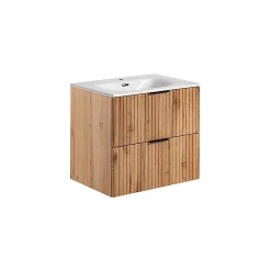 Stellameuble ENSEMBLE MEUBLE VASQUE 60 CM AVEC CéRAMIQUE SKY FINITION CHêNE WOTAN ADEL OAK