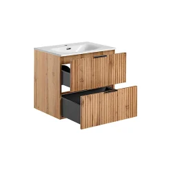 Stellameuble ENSEMBLE MEUBLE VASQUE 60 CM AVEC CéRAMIQUE SKY FINITION CHêNE WOTAN ADEL OAK