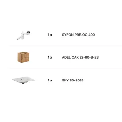 Stellameuble ENSEMBLE MEUBLE VASQUE 60 CM AVEC CéRAMIQUE SKY FINITION CHêNE WOTAN ADEL OAK