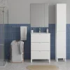 Randal Ensemble meuble vasque blanc mat l.60 cm + plan vasque blanc en céramique + miroir, Otto