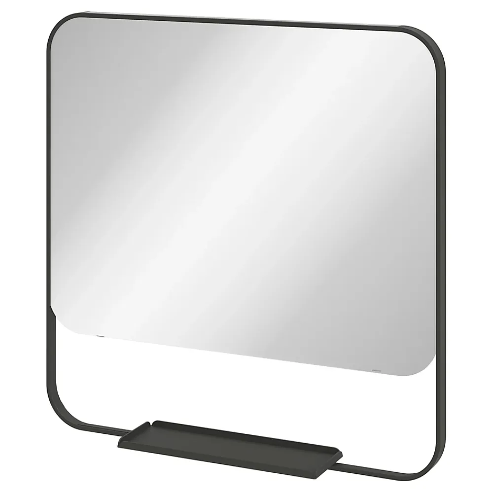 GoodHome Ensemble meuble vasque faible profondeur blanc avec porte-serviettes l.85 x H.82 x P.36 cm + plan vasque résine blanc + miroir, Maza