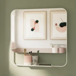 Ensemble Meuble De Salle De Bains|Meuble De Salle De Bains Faible Profondeur|GoodHome Ensemble meuble vasque faible profondeur effet bois avec porte-serviettes l.65 x H.82 x P.36 cm + plan vasque résine blanc + miroir, Maza