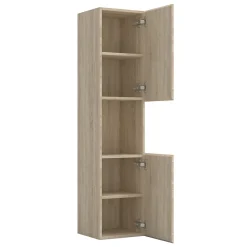 Ensemble Meuble De Salle De Bains|AICA Sanitaire Ensemble meuble vasque L.60cm chêne 2 tiroirs + lavabo + colonne