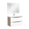 AICA Sanitaire Ensemble meubles Salle de Bain 80cm simple vasque + miroir lumineux