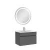 Ensemble Meuble De Salle De Bains|AICA Sanitaire Ensemble meubles Salle de Bain simple vasque 60cm + rond miroir lumineux Anthracite