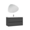 AICA Sanitaire Ensemble meubles Salle de Bain 100cm vasque + miroir 3 couleurs lumineux Anthracite