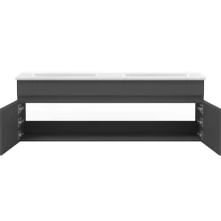 Ensemble Meuble De Salle De Bains|AICA Sanitaire Ensemble meubles Salle de Bain 120cm avec colonne + miroir lumineux 3 couleurs + dimmable Anthracite