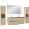 AICA Sanitaire Ensemble meubles Salle de Bain 120cm avec colonne et miroir lumineux 3 couleurs et dimmable Chêne Wotan