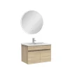 Ensemble Meuble De Salle De Bains|AICA Sanitaire Ensemble meubles Salle de Bain simple vasque 60cm + miroir lumineux Chêne Wotan
