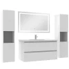 Ensemble Meuble De Salle De Bains|AICA Sanitaire Ensemble meubles Salle de Bain 100cm vasque + colonne + miroir lumineux Blanc