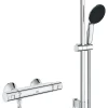 Colonne De Douche Thermostatique|Grohe Ensemble mitigeur de douche thermostatique + douchette + flexible et barre, chrome, Start