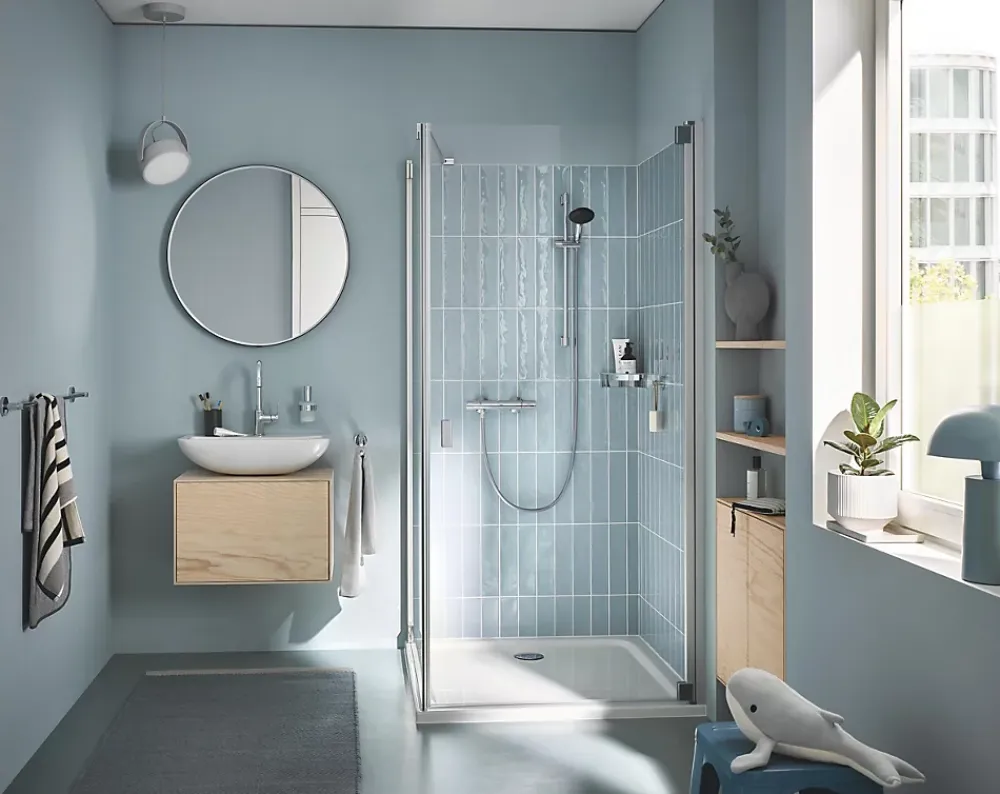 Colonne De Douche Thermostatique|Grohe Ensemble mitigeur de douche thermostatique + douchette + flexible et barre, chrome, Start