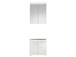 Meuble De Salle De Bains Faible Profondeur|Chb Collection Ensemble salle de bain 2 pièces. mélaminé Blanc Brillant L - H - P : 60 - 190 - 34 cm