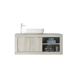 Meuble De Salle De Bains Faible Profondeur|Autres Ensemble salle de bain BASIC pin blanc, 92 x 47 x 45 cm