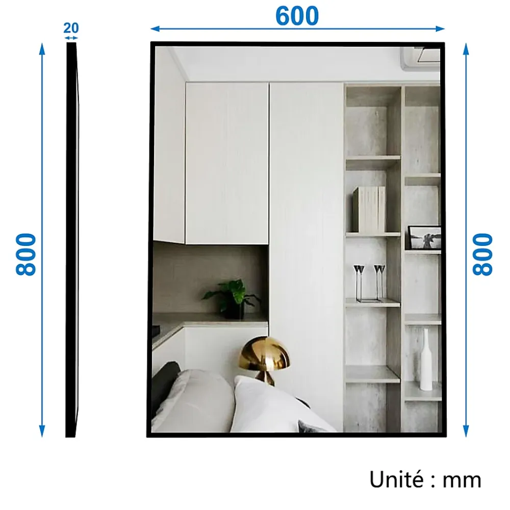 AICA Sanitaire Ensemble Salle De Bain 80cm Blanc meuble + miroir + colonne + simple vasque