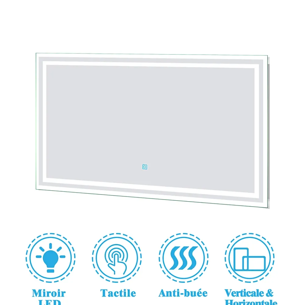 AICA Sanitaire Ensemble Salle De Bain 80cm meuble Chêne Wotan avec miroir lumineux