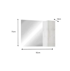 Autres Ensemble salle de bain, meuble+miroir+vasque BASIC pin blanc, 92 x 78 x 45 cm