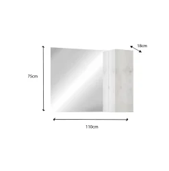 Autres Ensemble salle de bain, meuble+miroir+vasque BASIC pin blanc, 110 x 78 x 45 cm