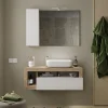 Meuble De Salle De Bains Faible Profondeur|Azura Home Design Ensemble salle de bain meuble suspendu+miroir+vasque HAMBURG blanc brillant, Kadiz 110 x 47 x 49 cm