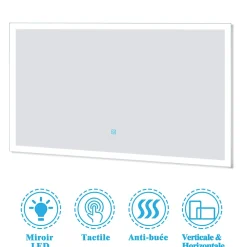 Ensemble Meuble De Salle De Bains|AICA Sanitaire Ensemble Salle De Bain simple vasque 60cm meuble Chêne Wotan avec miroir lumineux