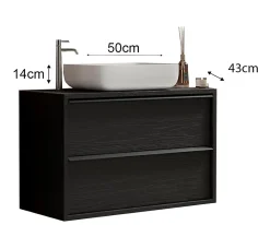 Meuble De Salle De Bains Faible Profondeur|Autres Ensemble salle de bain STEEL noir frêne, en plusieurs dimensions - 92 cm
