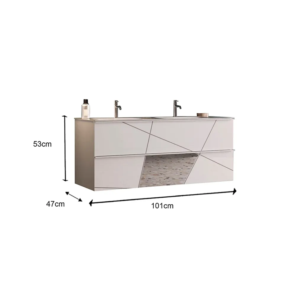 Autres Ensemble salle de bain VITTORIA blanc brillant, 101 x 53 x 47 cm
