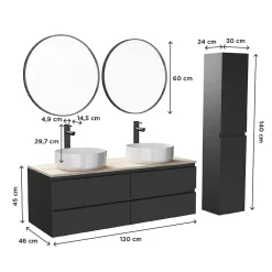 Mob-In Ensemble SORRENTO double vasque suspendu 120cm