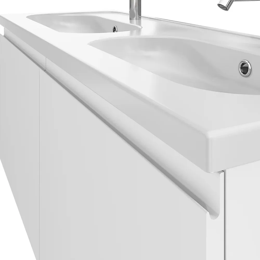 GoodHome Ensemble sous vasque + plan vasque résine l.120 cm, blanc mat, Levanna