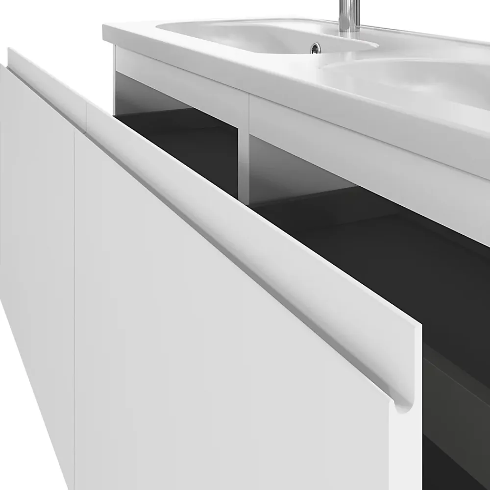 GoodHome Ensemble sous vasque + plan vasque résine l.120 cm, blanc mat, Levanna