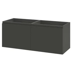 GoodHome Ensemble sous vasque + plan vasque résine l.120 cm, gris anthracite, Levanna