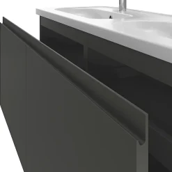 GoodHome Ensemble sous vasque + plan vasque résine l.120 cm, gris anthracite, Levanna