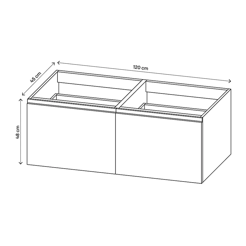 GoodHome Ensemble sous vasque effet noyer 2 tiroirs + plan vasque blanc en céramique l.120 cm, Levanna