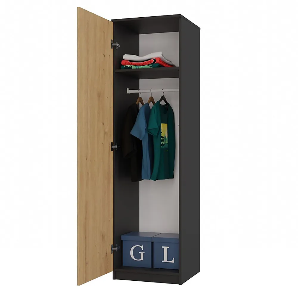 Armoire De Salle De Bains|Autres ESME - Armoire simple style scandinave chambre à coucher - 50x50x180 - 1 porte - Dressing