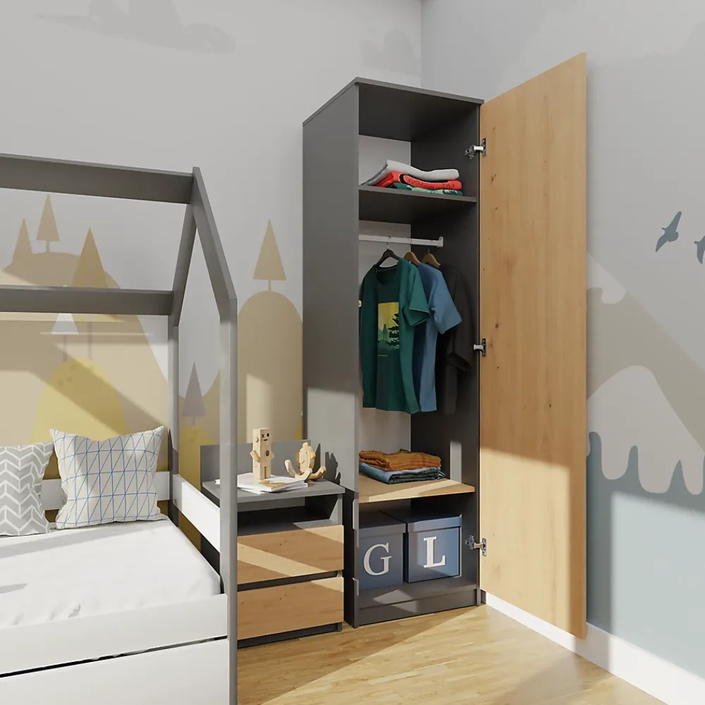 Armoire De Salle De Bains|Autres ESME - Armoire simple style scandinave chambre à coucher - 50x50x180 - 1 porte - Dressing