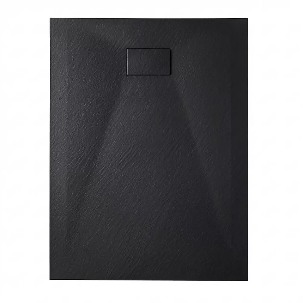 Ceramia Essential 120x80 cm receveur de douche rectangulaire à poser SMC avec surface effet pierre, noir (CERAES12080B)