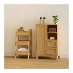5Five Etagère Cane 3 niveaux H80cm bois clair - Beige-