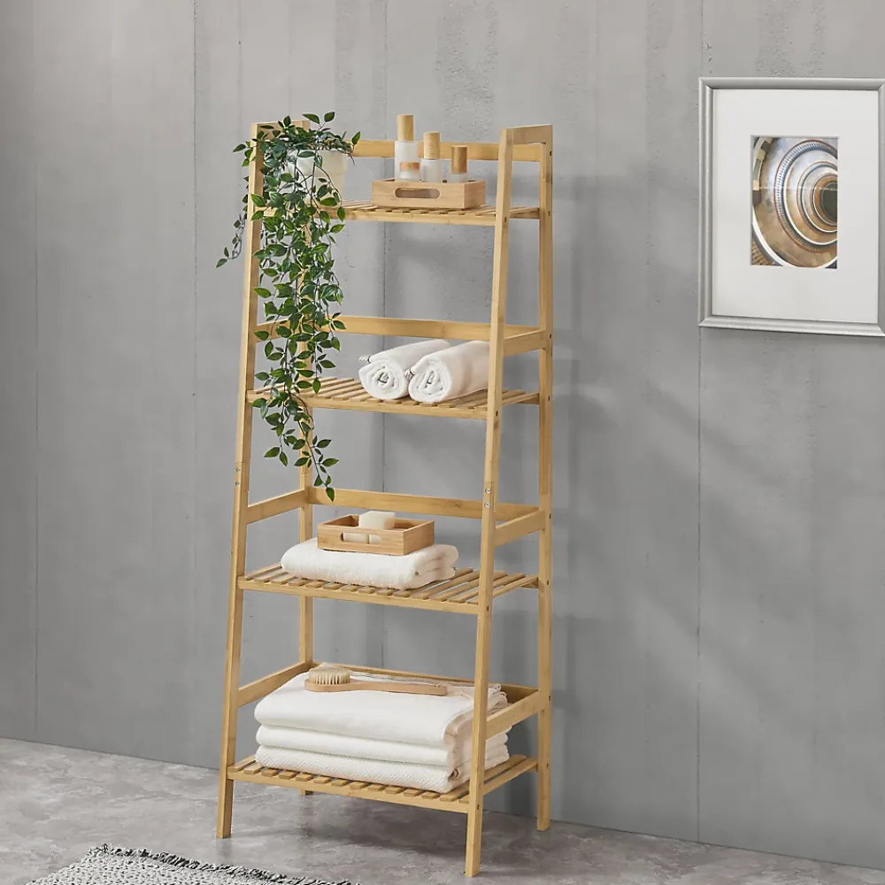 Etagère Salle De Bains|[En.Casa] Etagère échelle à 4 Niveaux Vinje 48 x 32 x 123 cm en.casa